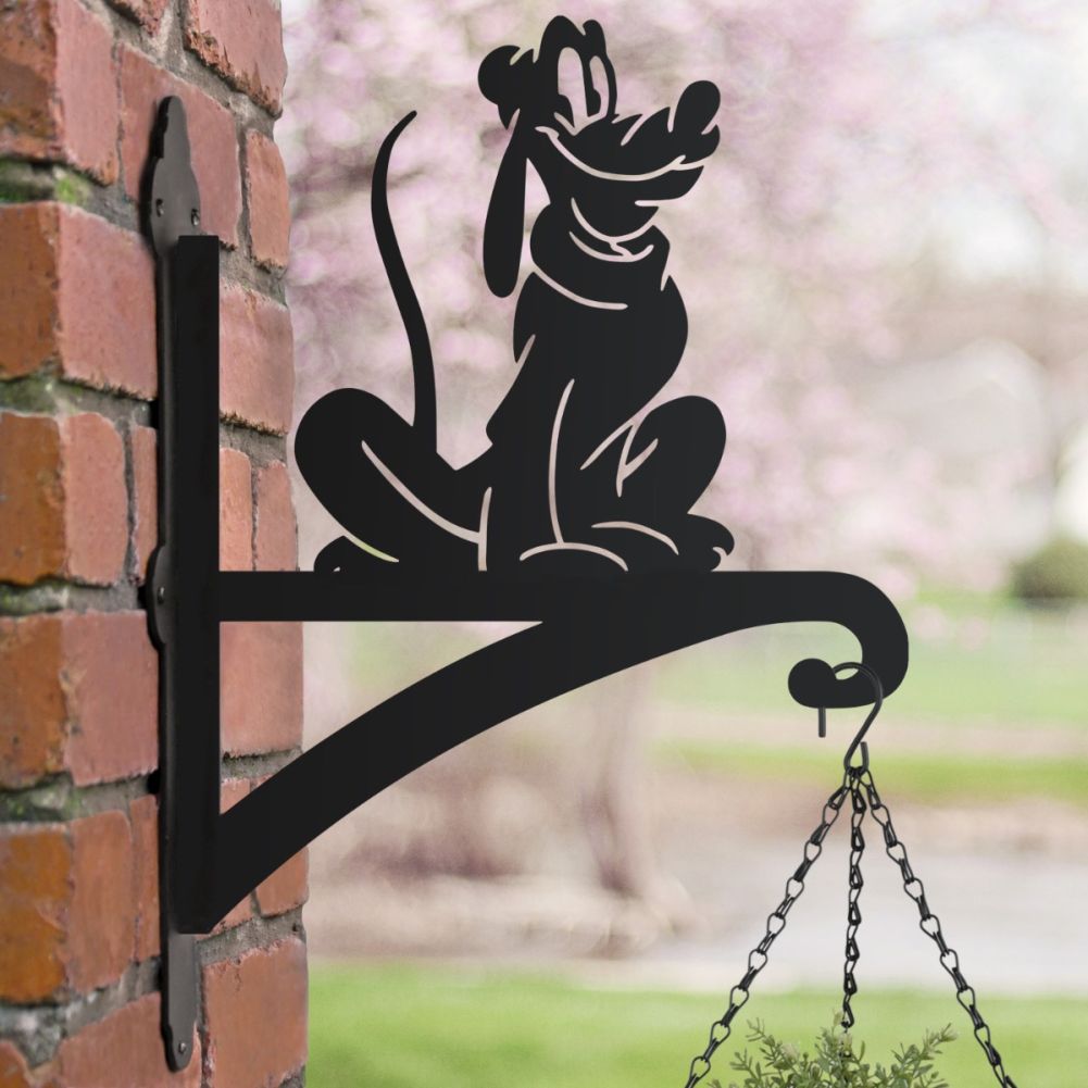 Happy Cartoon Dog Hanging Basket Bracket In A Blossom Setting