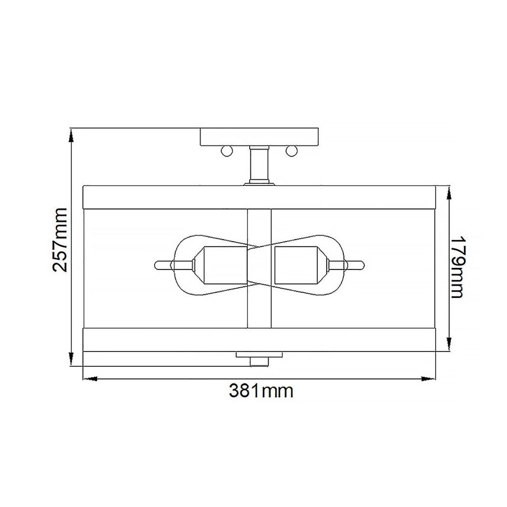 'Harrow' Two Light Semi Flush Ceiling Light Dimensions