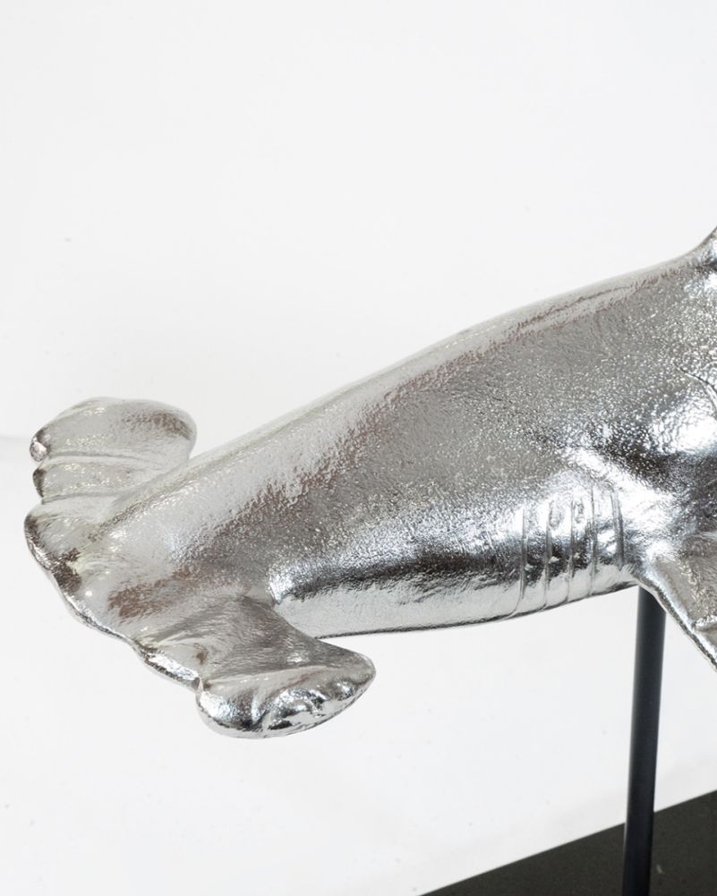 Close Up Of The Nickel 'Anvil Of The Deep' Hammerhead Shark Interior Ornament