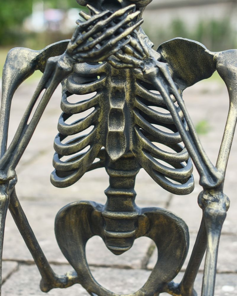 'Loqui' Speak No Evil Aluminium Skeleton Sculpture - Gold Details
