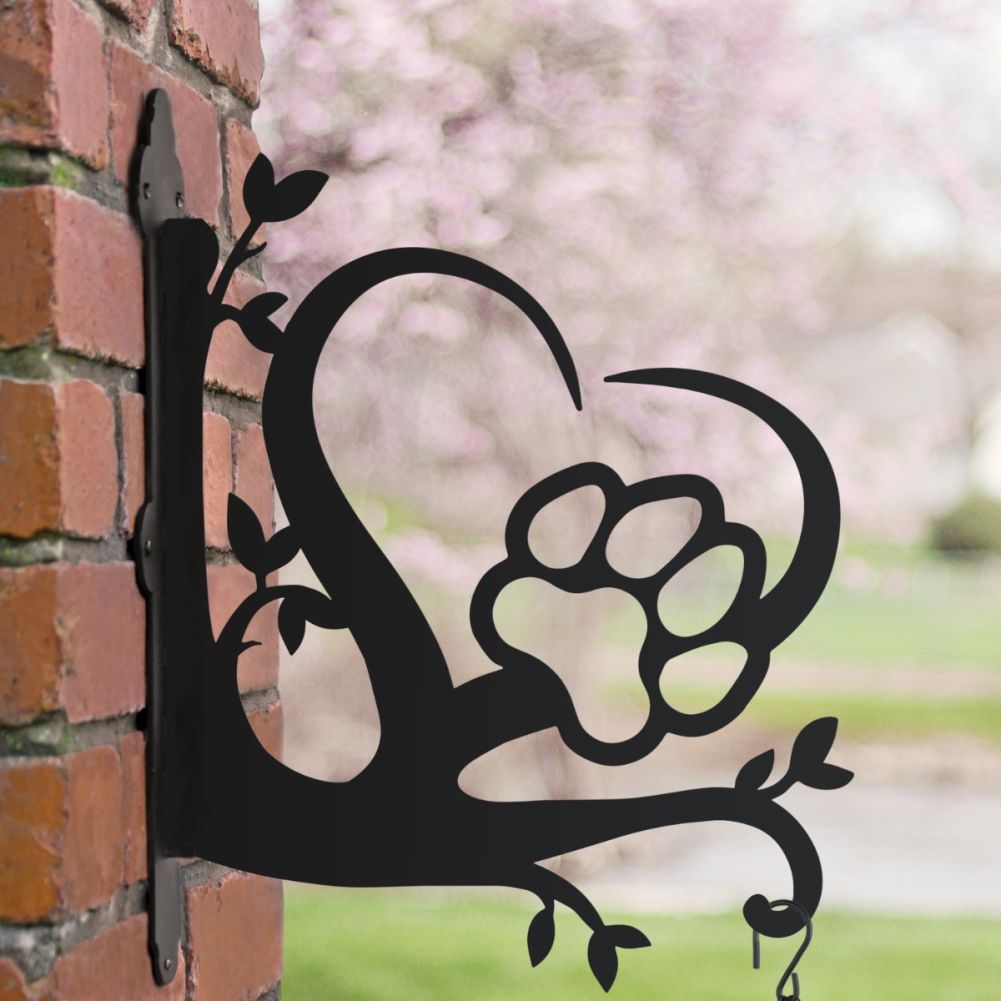 Heart & Paw Print Hanging Basket Bracket In A Blossom Setting