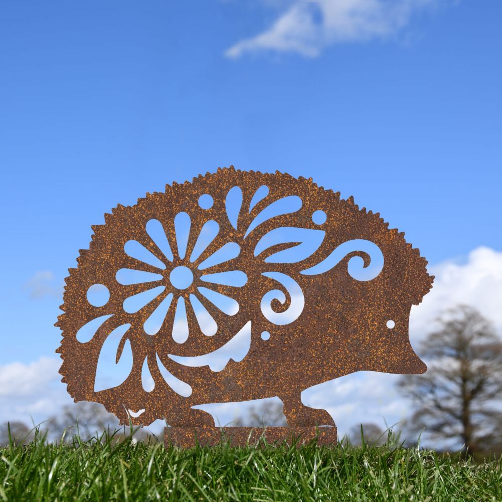 Rustic Floral Hedgehog Silhouette