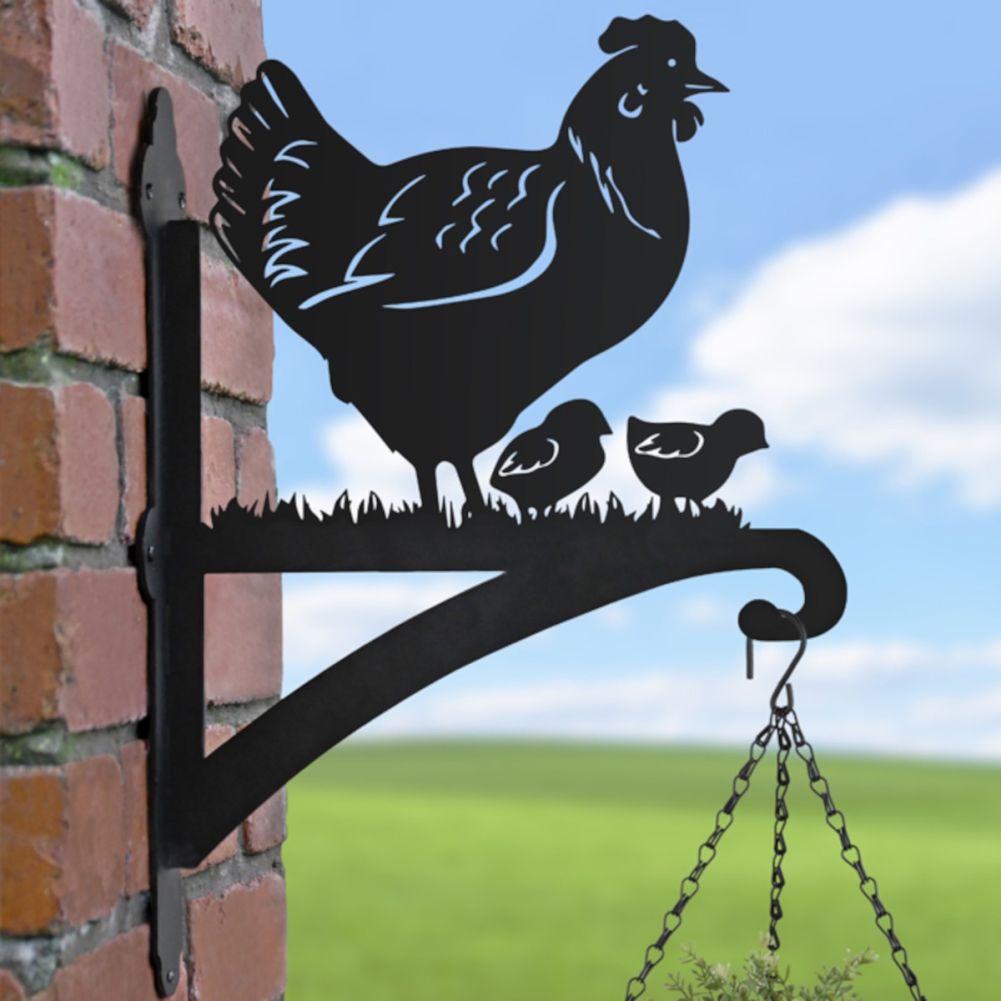 Hen & Chicks Iron Hanging Basket Bracket (Clearance) In Situ