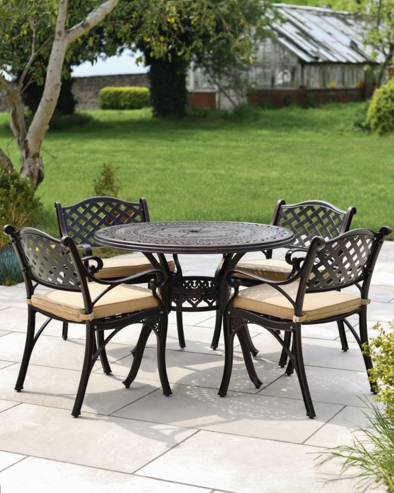 Hestercombe Outdoor Four Seater Furniture Set In Antique Copper