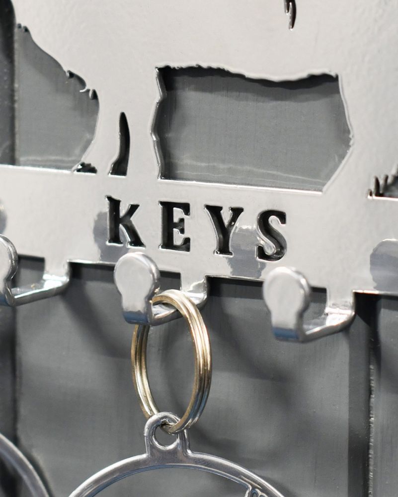 Highland Cow Key Holder With Trio Of Keyrings Close Up