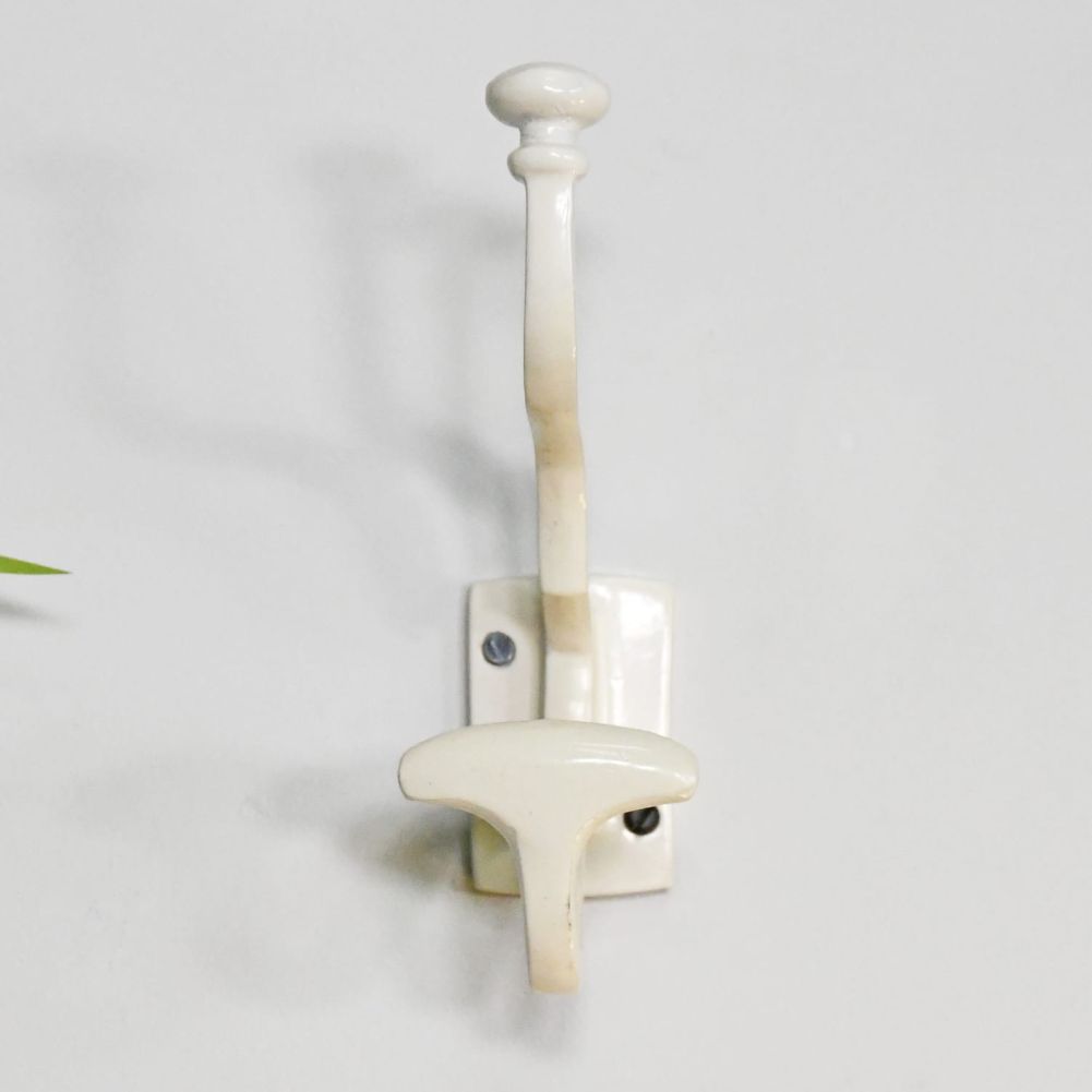 Cream Hook With Wide Coat Holder Front View