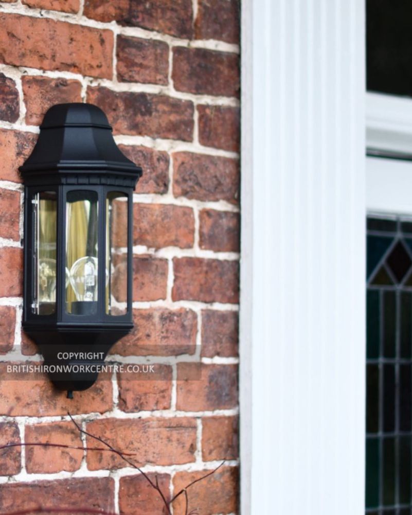 “Holme Abbey” Black Traditional Porch Light In Large on a Home