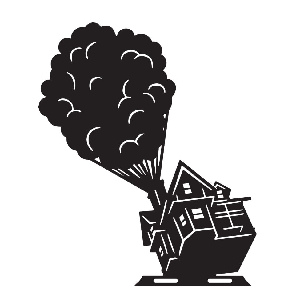 House With Balloons Weathervane Topper on a White Background