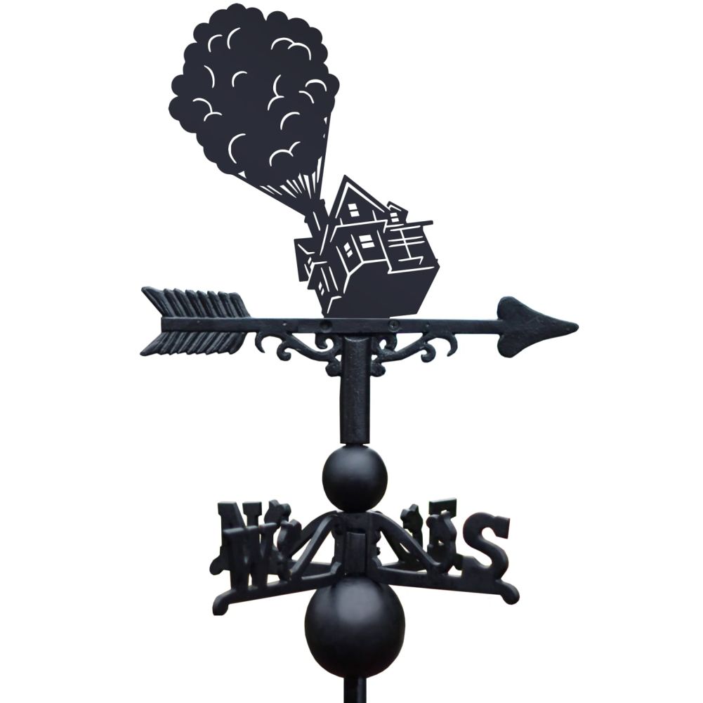 House With Balloons Weathervane On a White Background