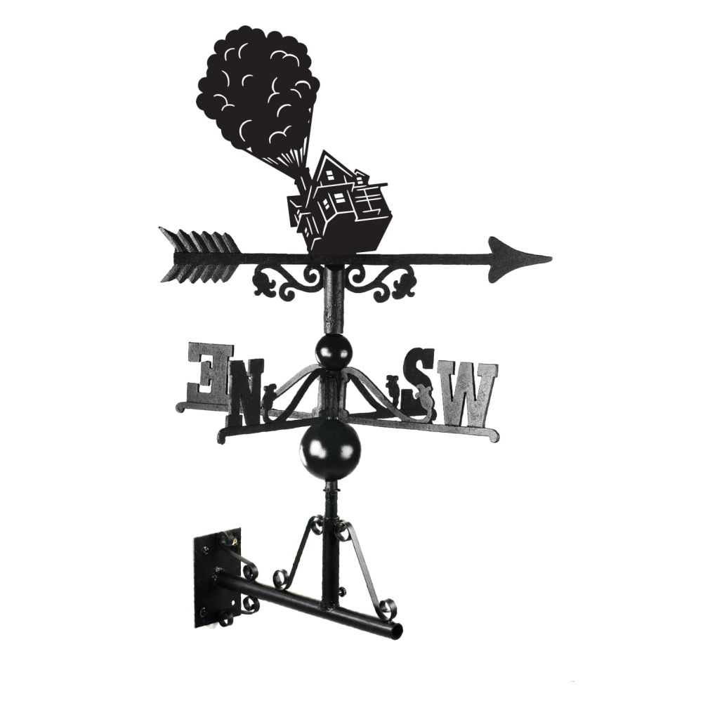 House With Balloons Weathervane With Bracket on a White Background