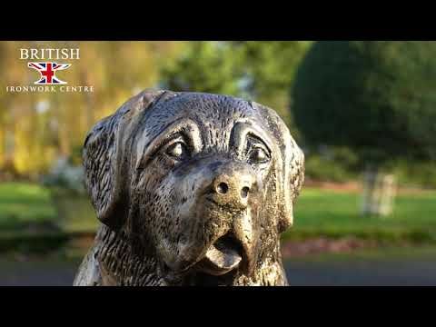 St Bernard Puppy Black & Gold Sculpture