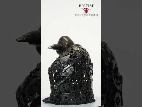 Recycled Metal Humanoid Alien Sculpture