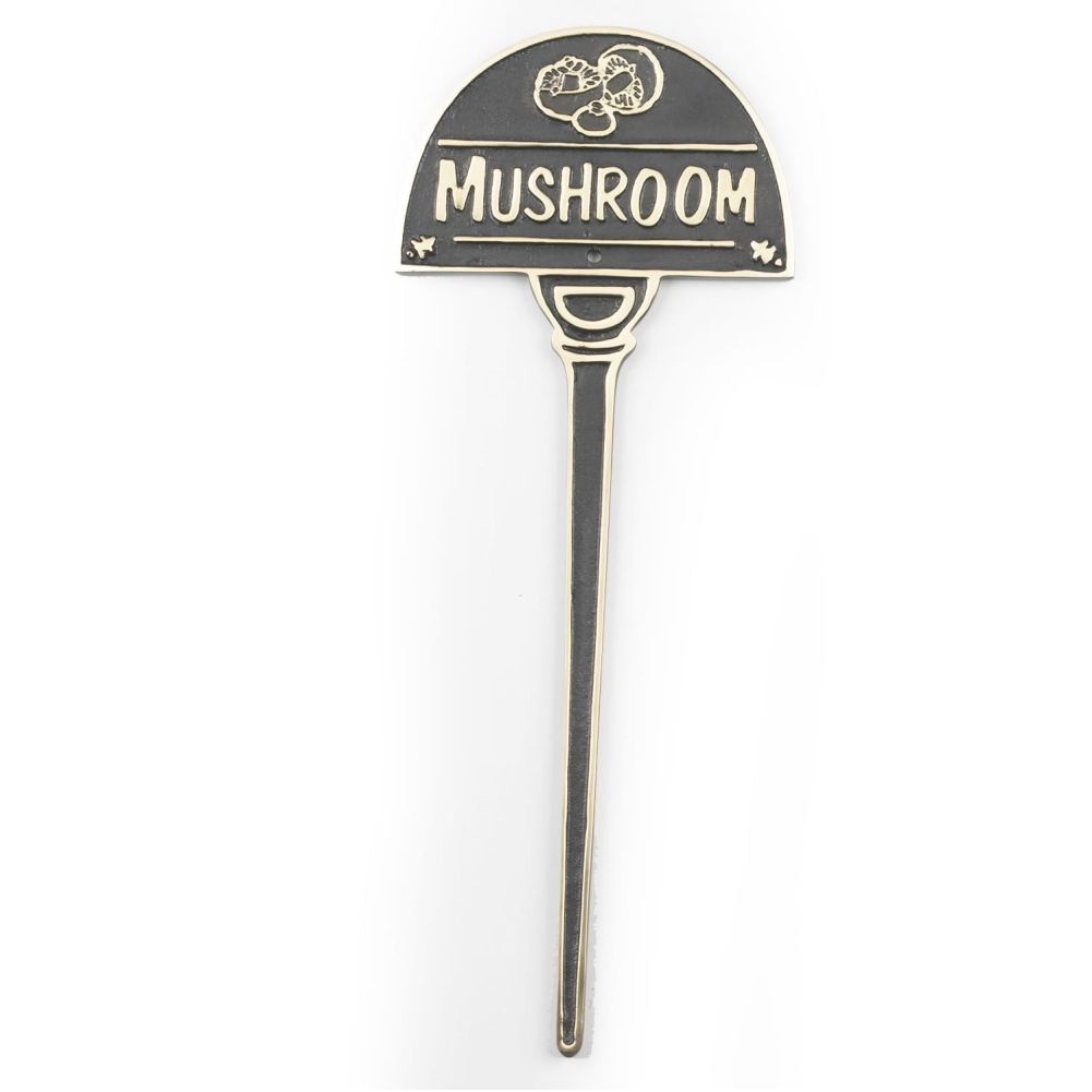 Cast Brass Garden Vegetable Signs - Mushroom