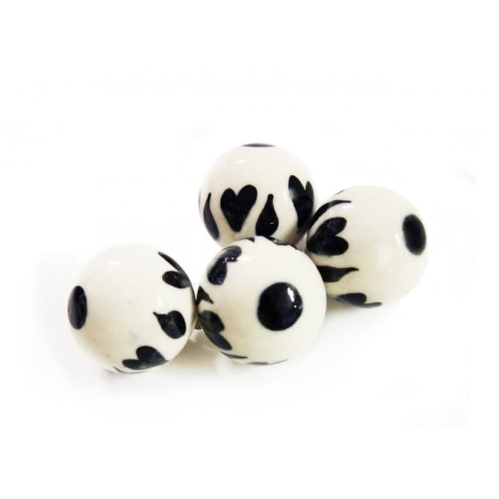 Black and white ceramic finials 
