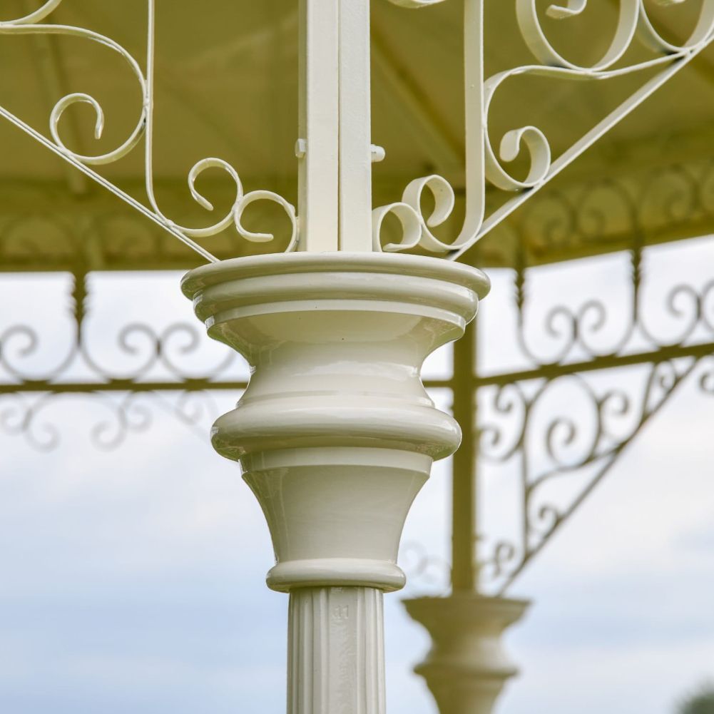 Close up of scroll detailing and column 
