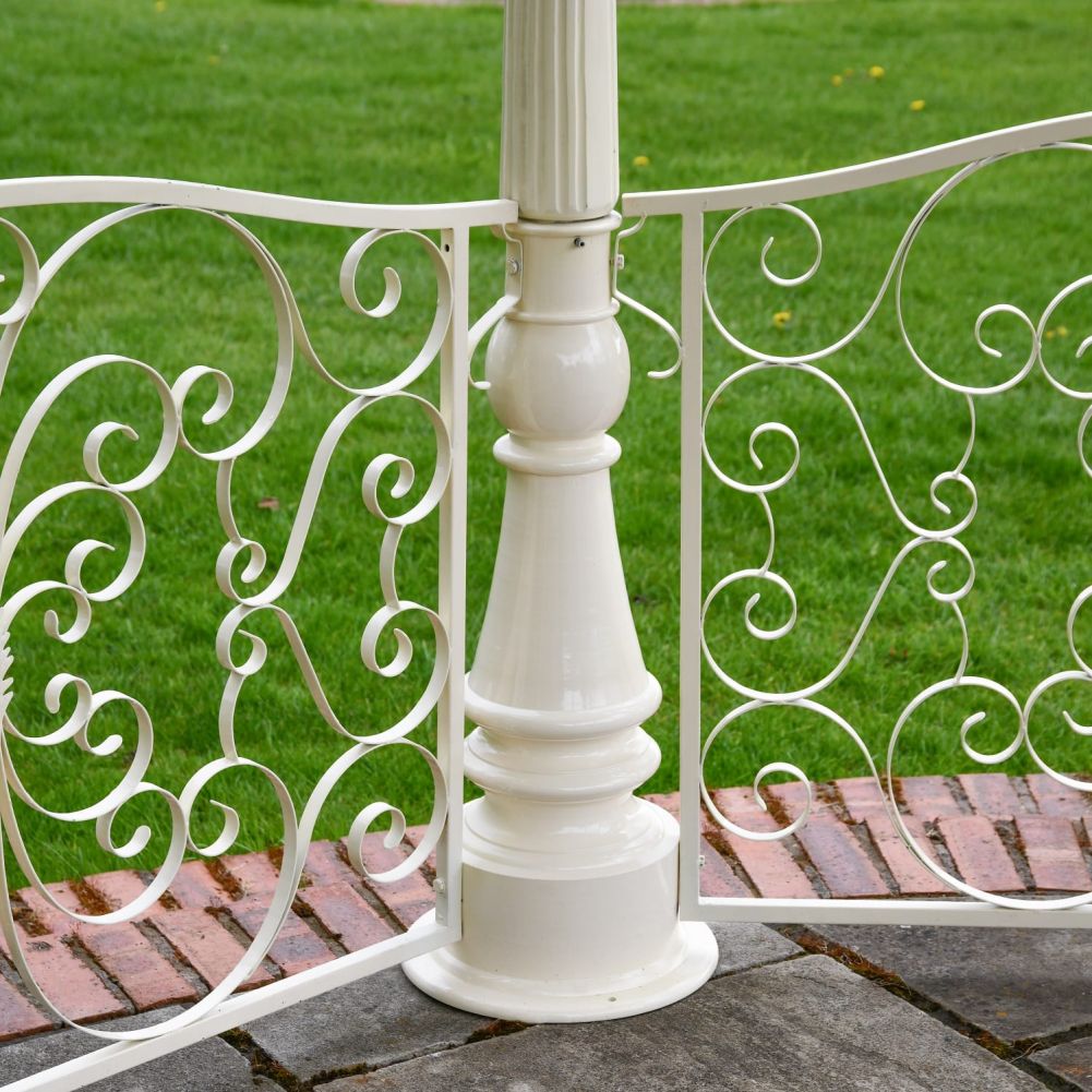 Close up of column base and bottom scroll rail 