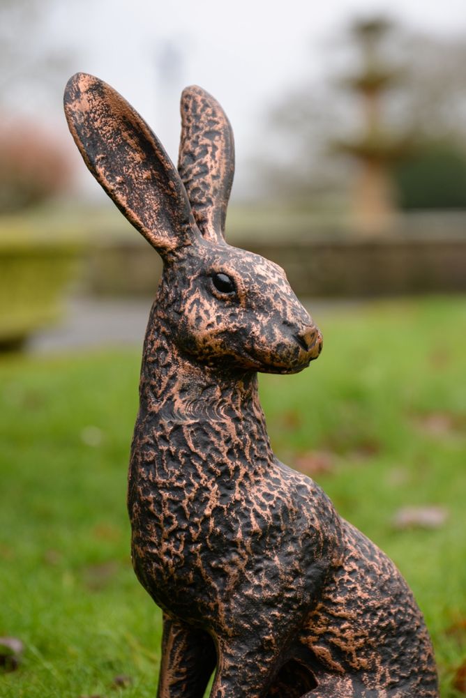 'Huxley & Dexter' The Pair Of Hares Garden Sculpture - Copper Face