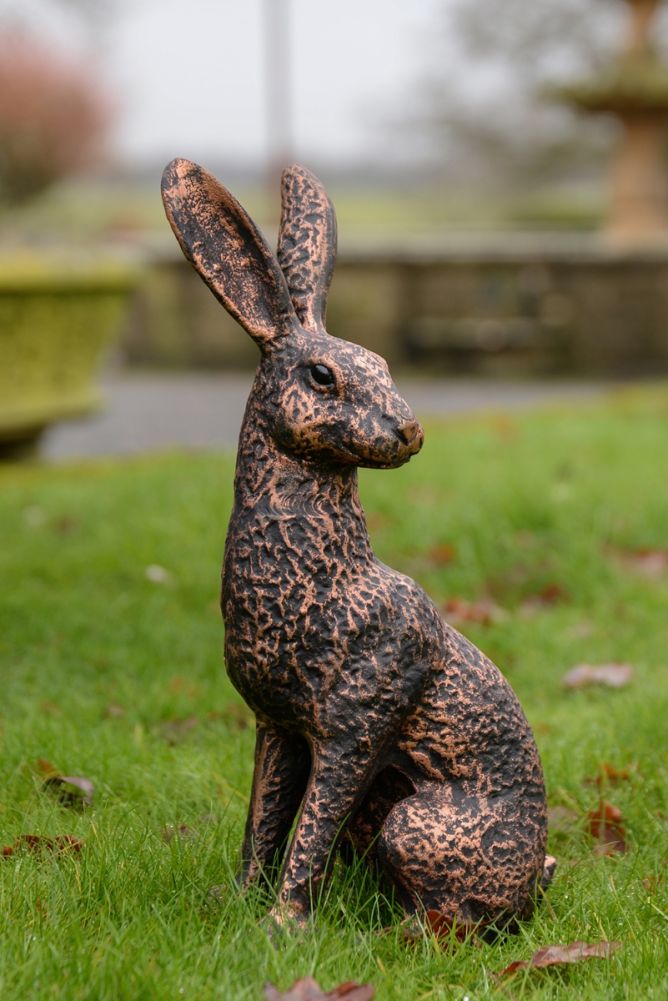 'Huxley & Dexter' The Pair Of Hares Garden Sculpture - Copper Side