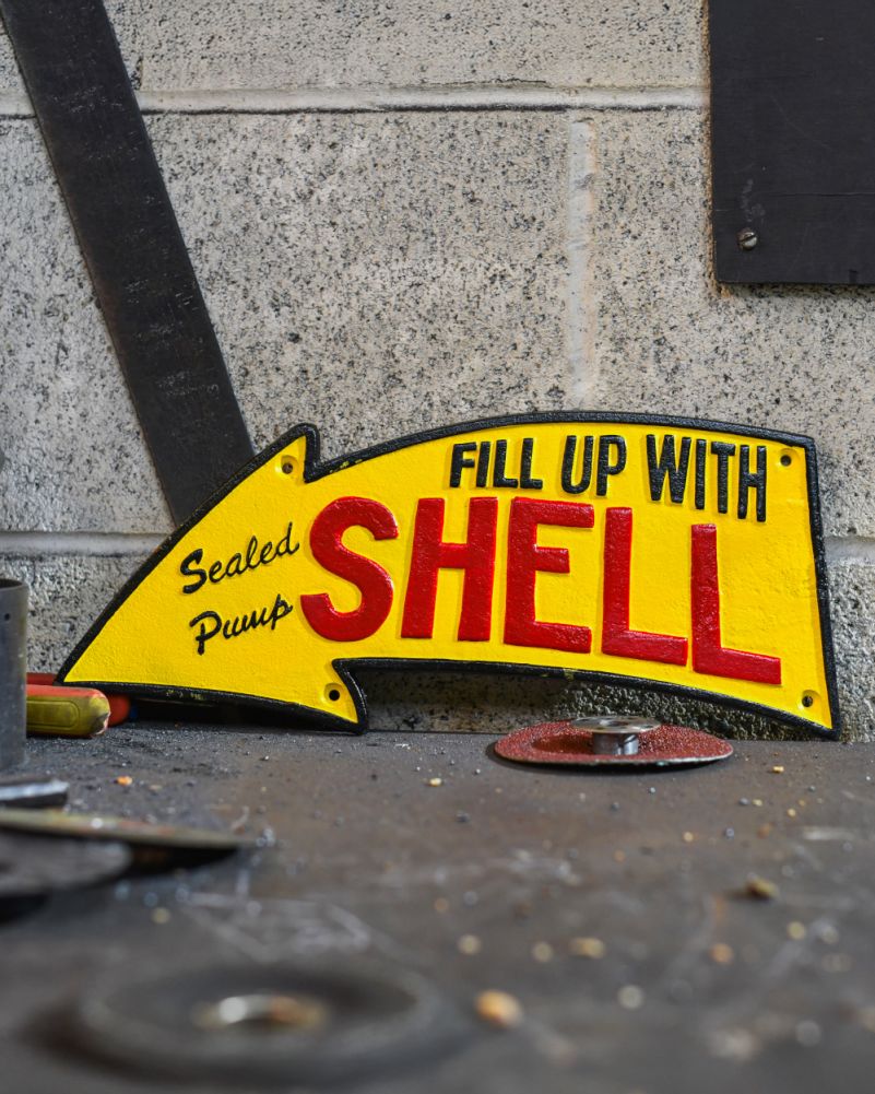 Fill Up With Shell Cast Iron Automobilia Sign