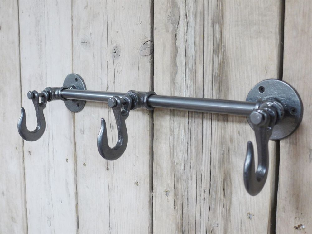 Wall Mounted Industrial / Mechanic Metal Coat Hook - Side View