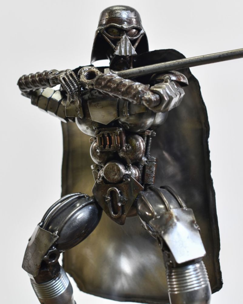 Intergalactic Dark Warrior Recycled Metal Parts Sculpture