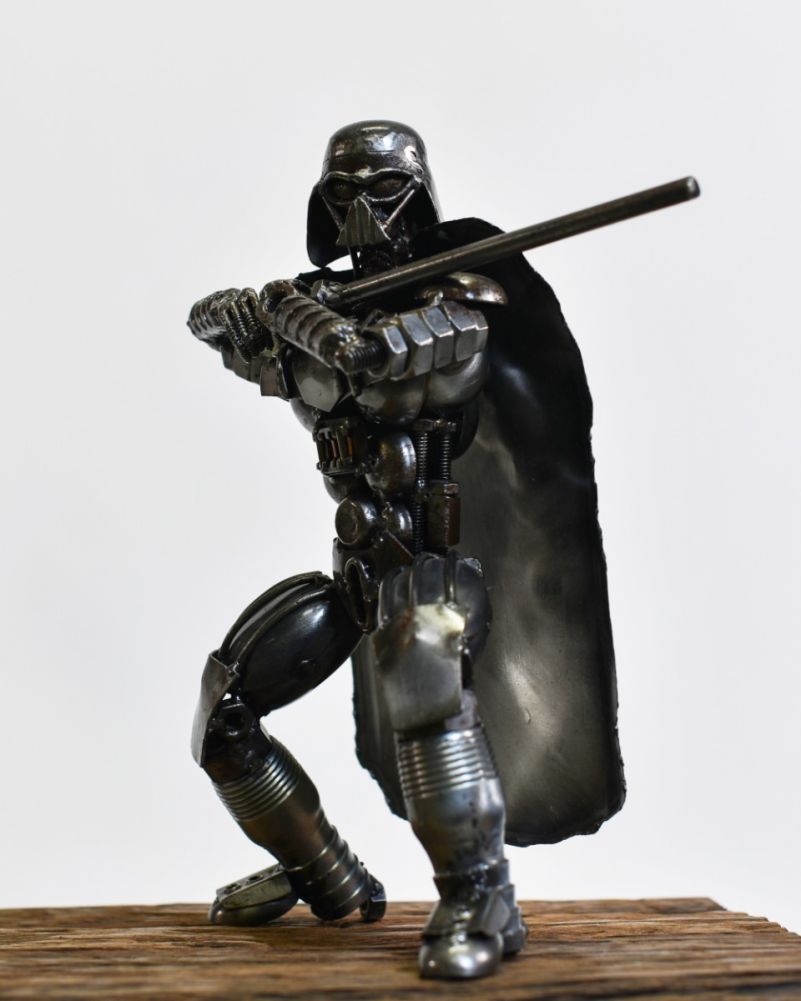 Intergalactic Dark Warrior Recycled Metal Parts Sculpture