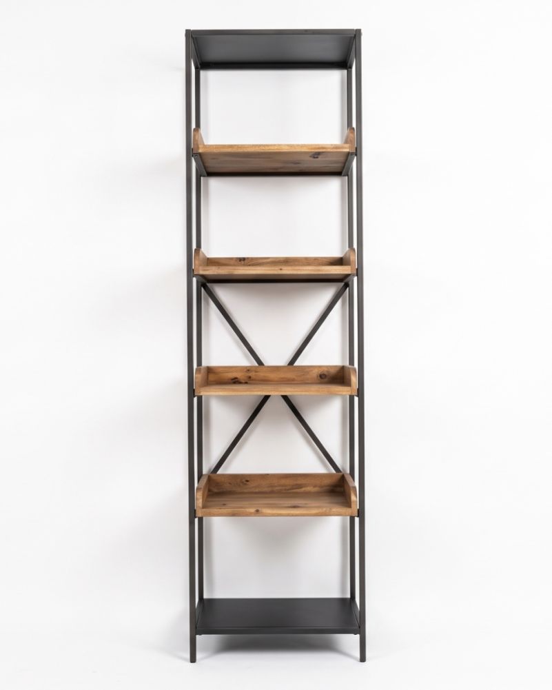 wooden and iron shelf