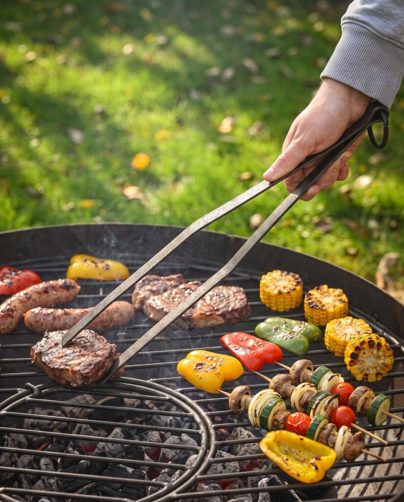 Iron BBQ Cooking Tongs Digital Illustration