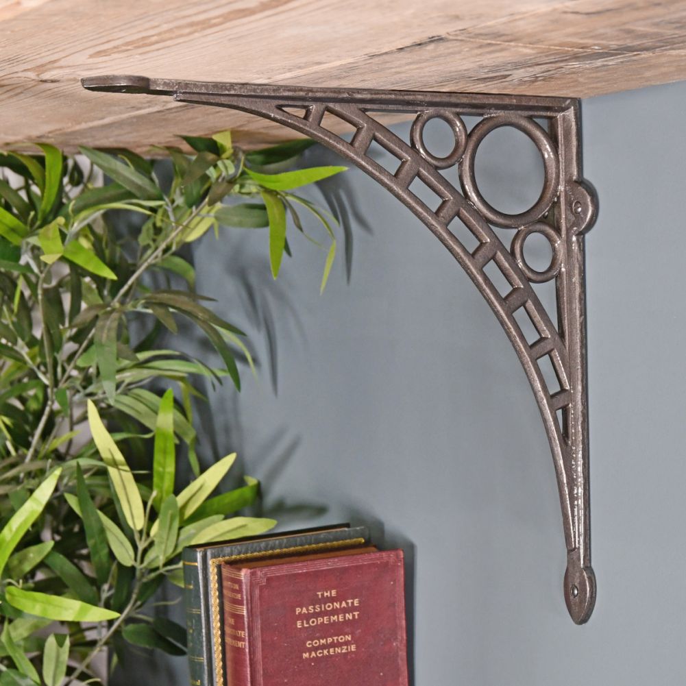 Iron Bridge Shelf Bracket - Natural Cast Iron 33 x 33cm Design