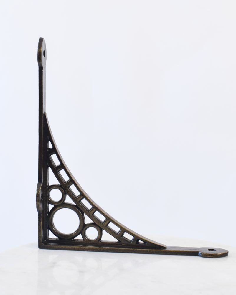 Iron Bridge Shelf Bracket with Antique Brass Finish