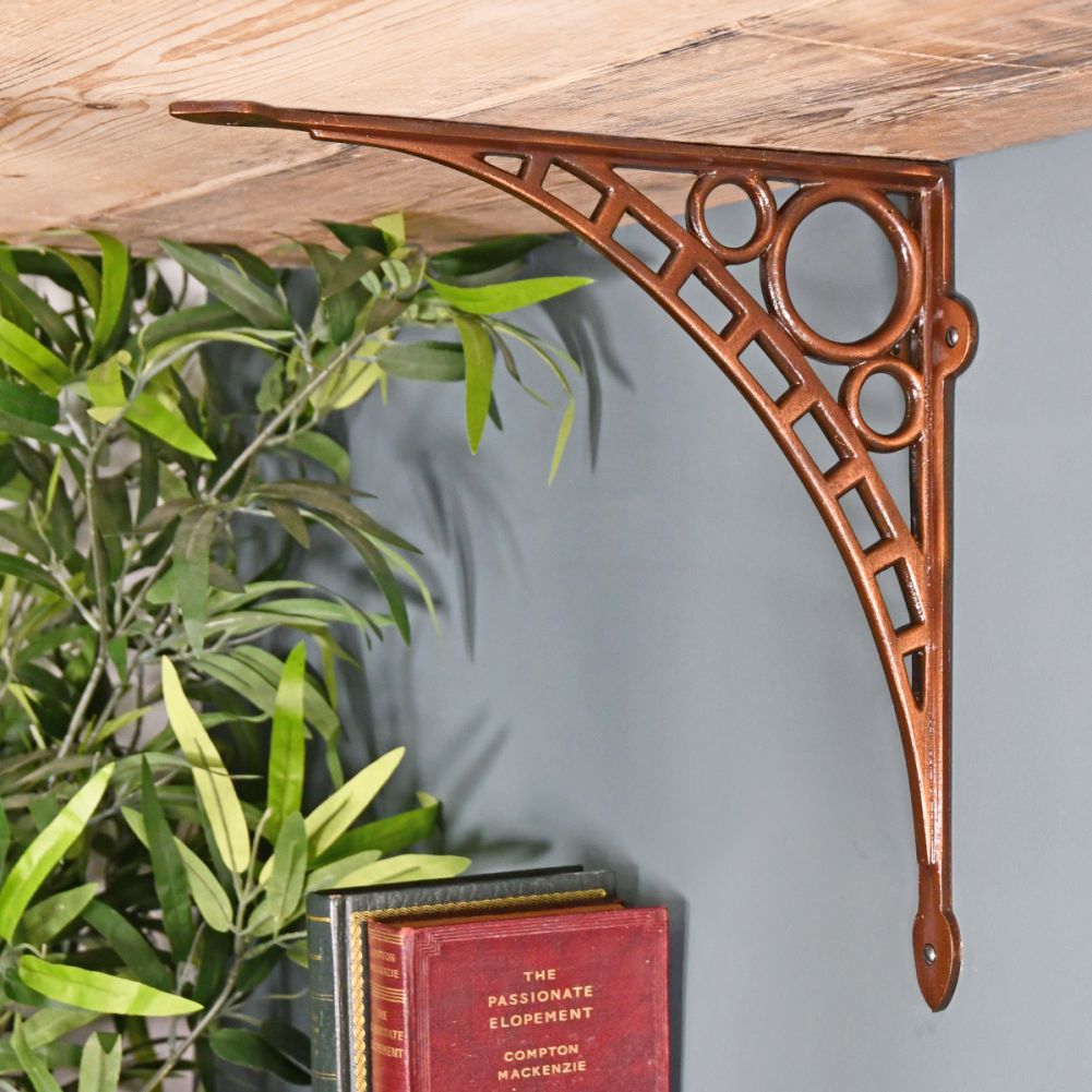 Iron Bridge Shelf Bracket with Antique Copper Finish 33 x 33cm