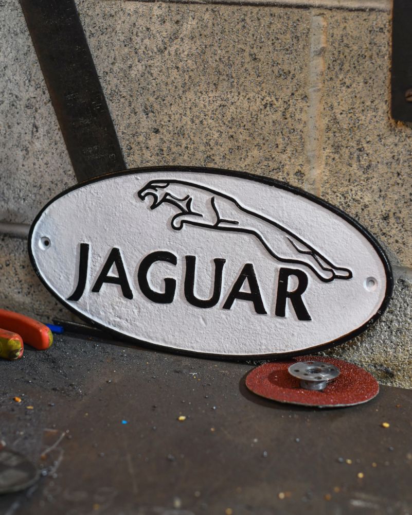 'Jaguar' Cast Iron Automobilia Sign OIn The Workshop