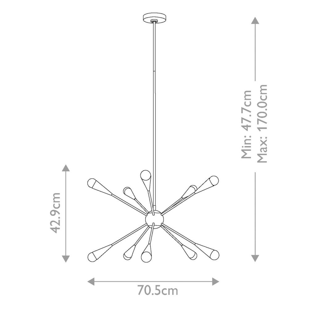 Jax Ten Light Chandelier-Midnight Black Dimensions