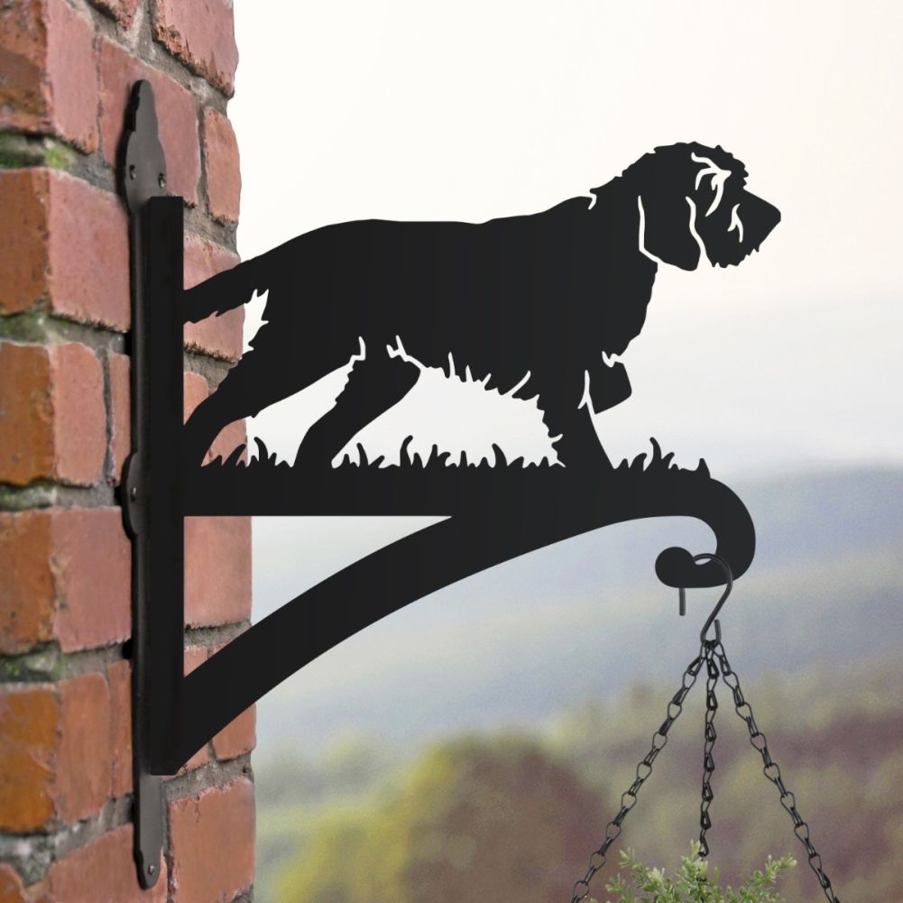Korthals Griffon Hanging Basket Bracket In A Cloudy Setting