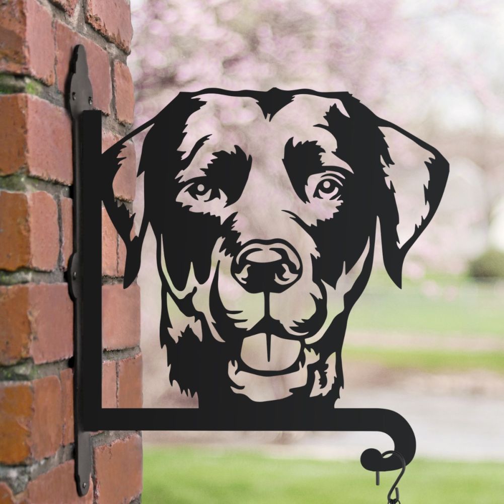 Labrador Face Hanging Basket Bracket In A Blossom Setting
