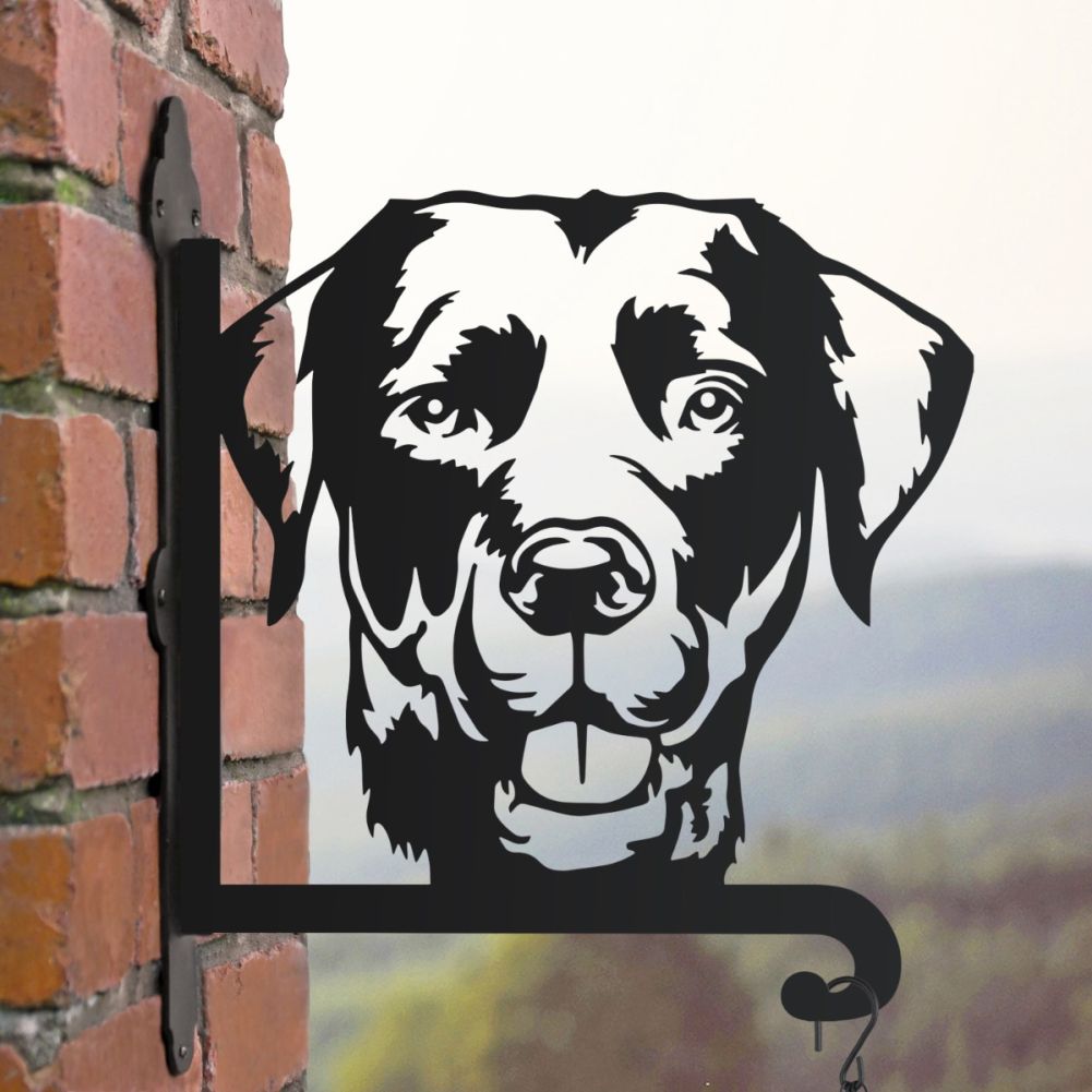 Labrador Face Hanging Basket Bracket In Situ