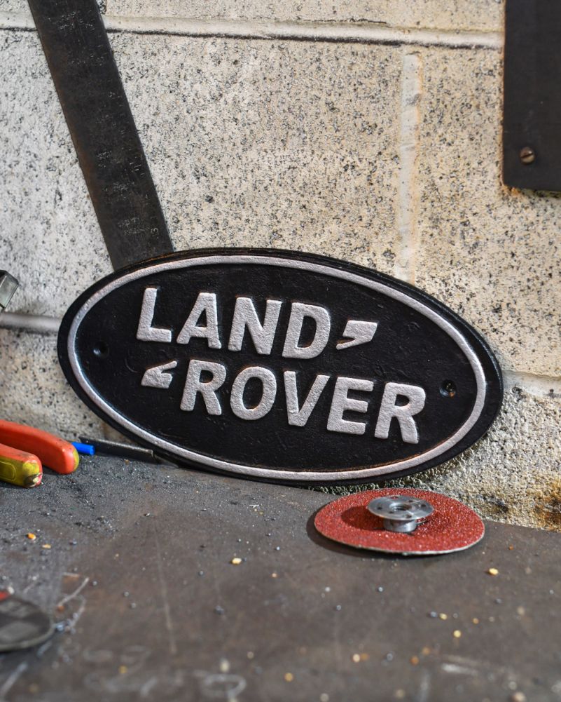 Land Rover Cast Iron Automobilia Sign Side On