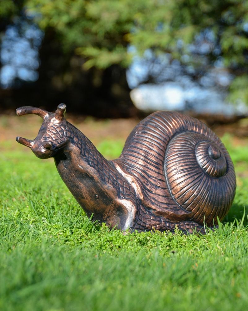 Large Aluminium Antique Bronze & Copper Giant Snail Garden Sculpture 