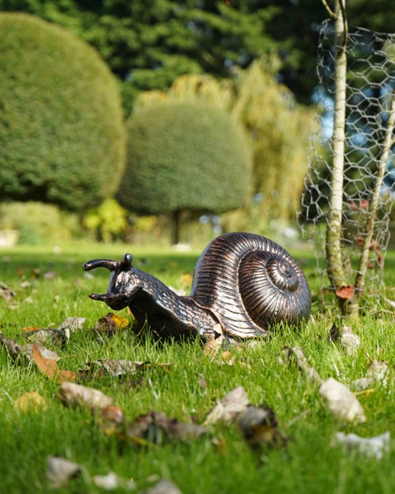 Large Aluminium Black & Gold Giant Snail Garden Sculpture 