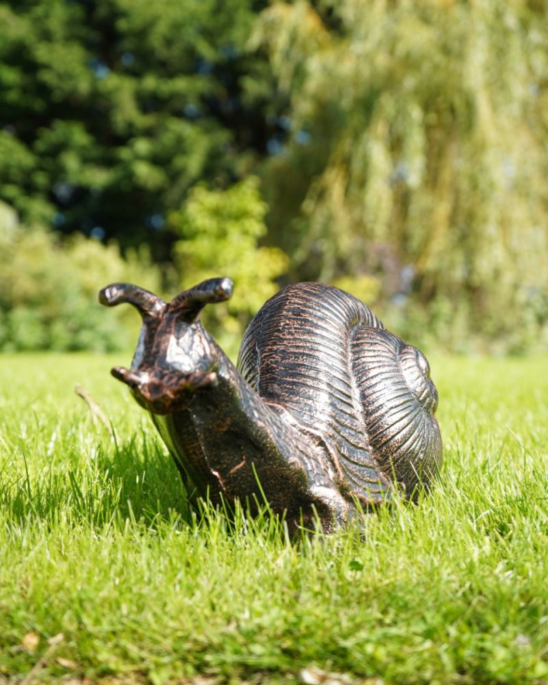 Large Aluminium Black & Gold Giant Snail Garden Sculpture 