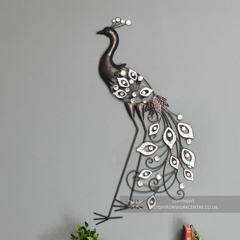 Large Black Peacock Wall Art