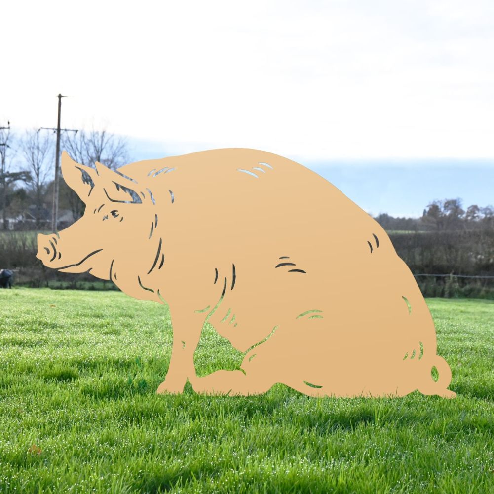 Tan Sitting Pig Iron Silhouette