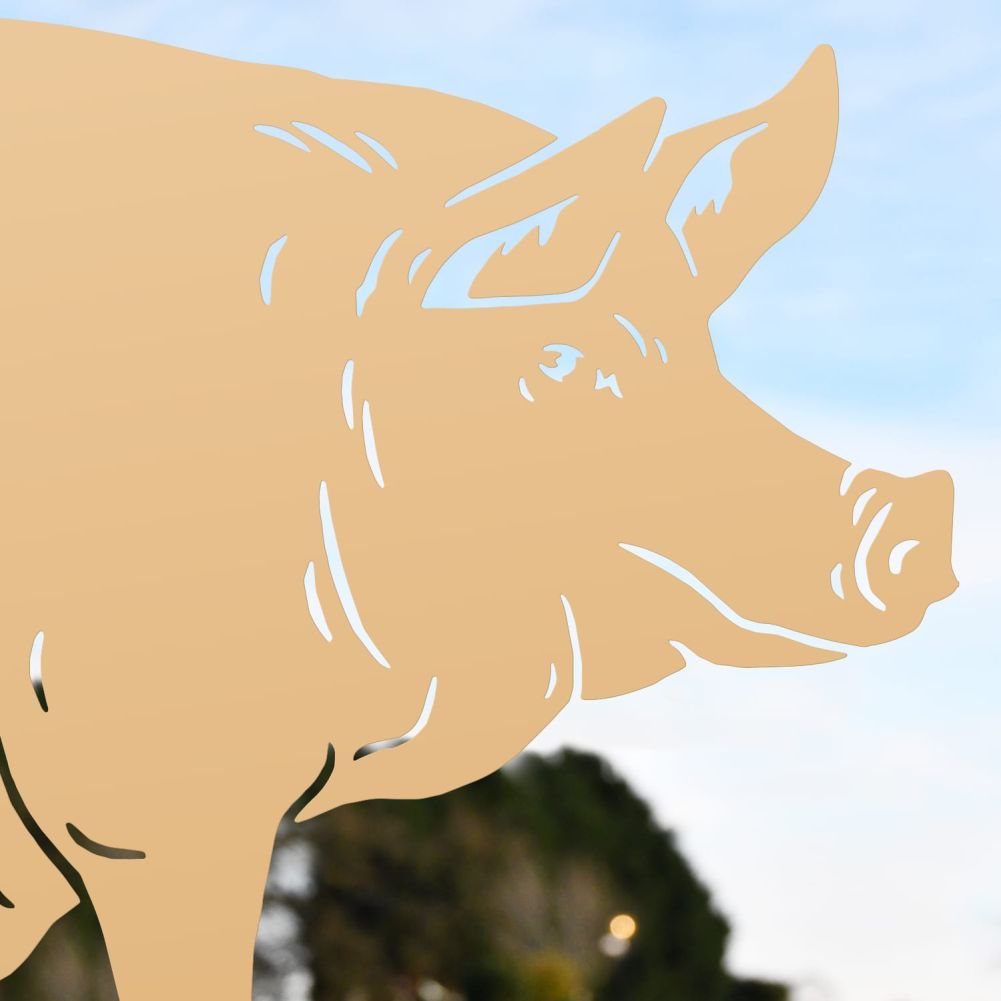 Tan Sitting Pig Iron Silhouette Head Detail