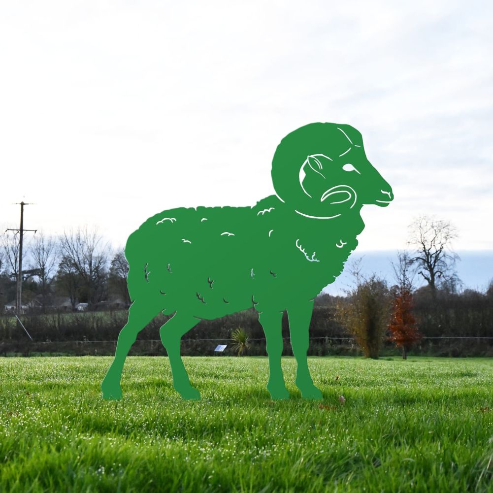 Green Ram Silhouette In The Garden