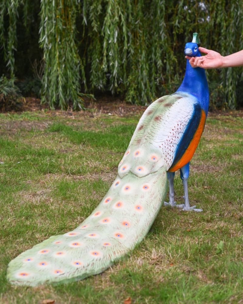 large standing peacock garden sculpture