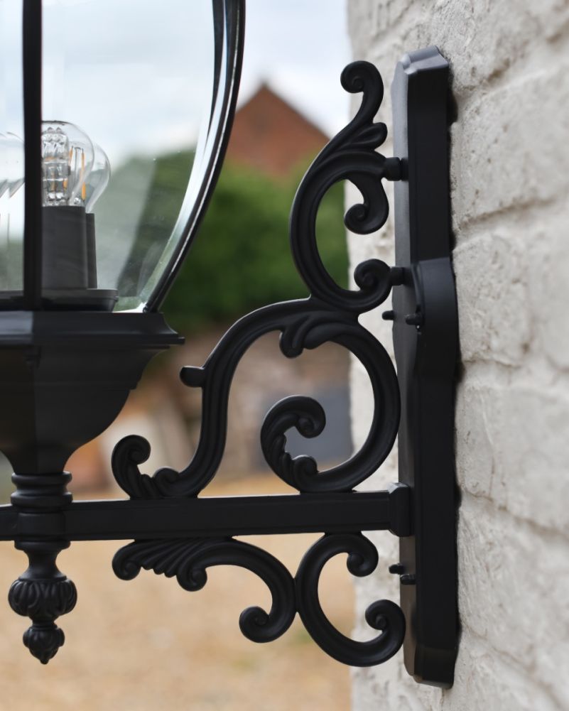Large Victorian Ornate Scrolled Bottom Fix Wall Lantern Bracket Details