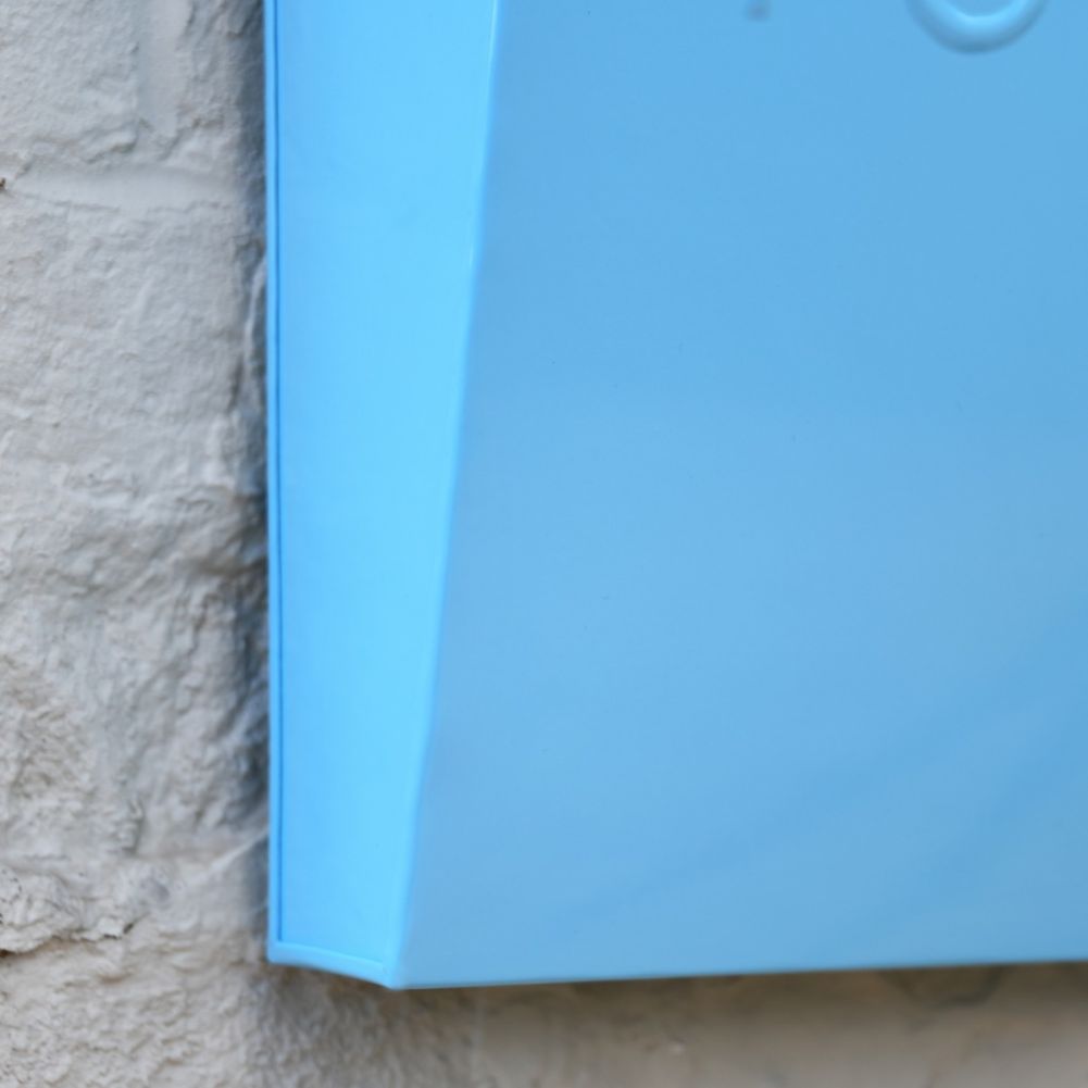 Close up of Sky Blue Finish on Post Box 
