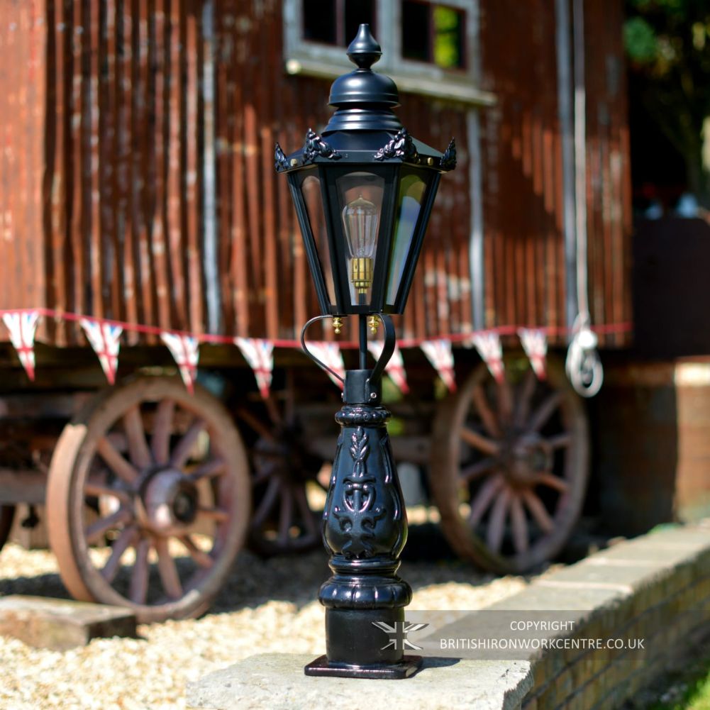 Hexagonal Garden Driveway Lighting - Black on Pillar