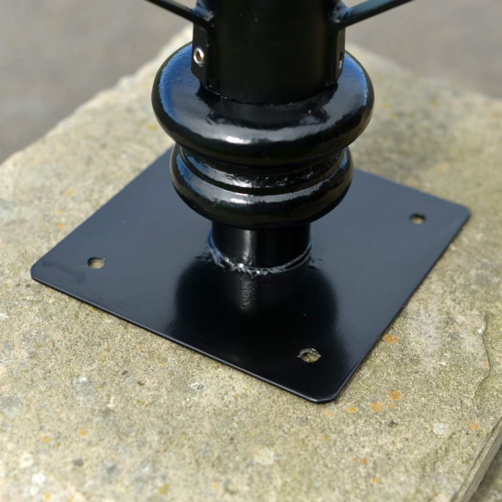 Traditional Black Hexagonal Pillar Lantern Set Base Plate