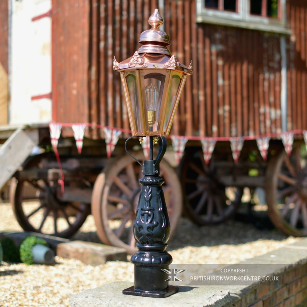 Hexagonal Garden Driveway Lighting - Copper On Pillar